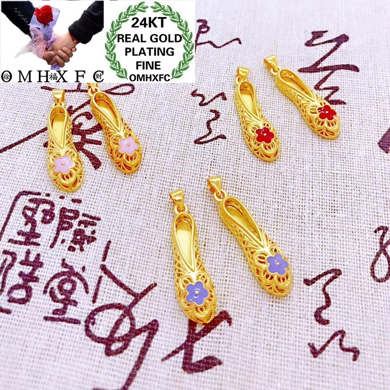 OMHXFC Wholesale YM30 European Fashion Hot Fine Woman Girl Party Birthday Wedding Gift Embroidery Shoe 24KT Gold Pendant Charm