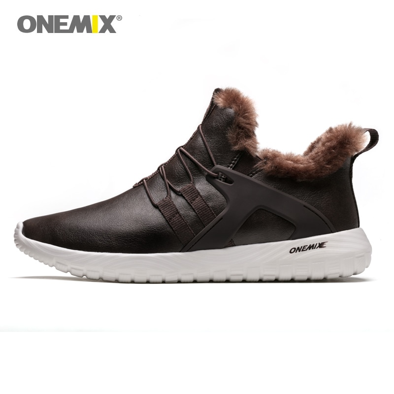 ONEMIX Anti season clearance Men Boots Casual Winter Sneakers Leather Vintage Comfortable Plush Snow Ankle Boots Walking Shoes