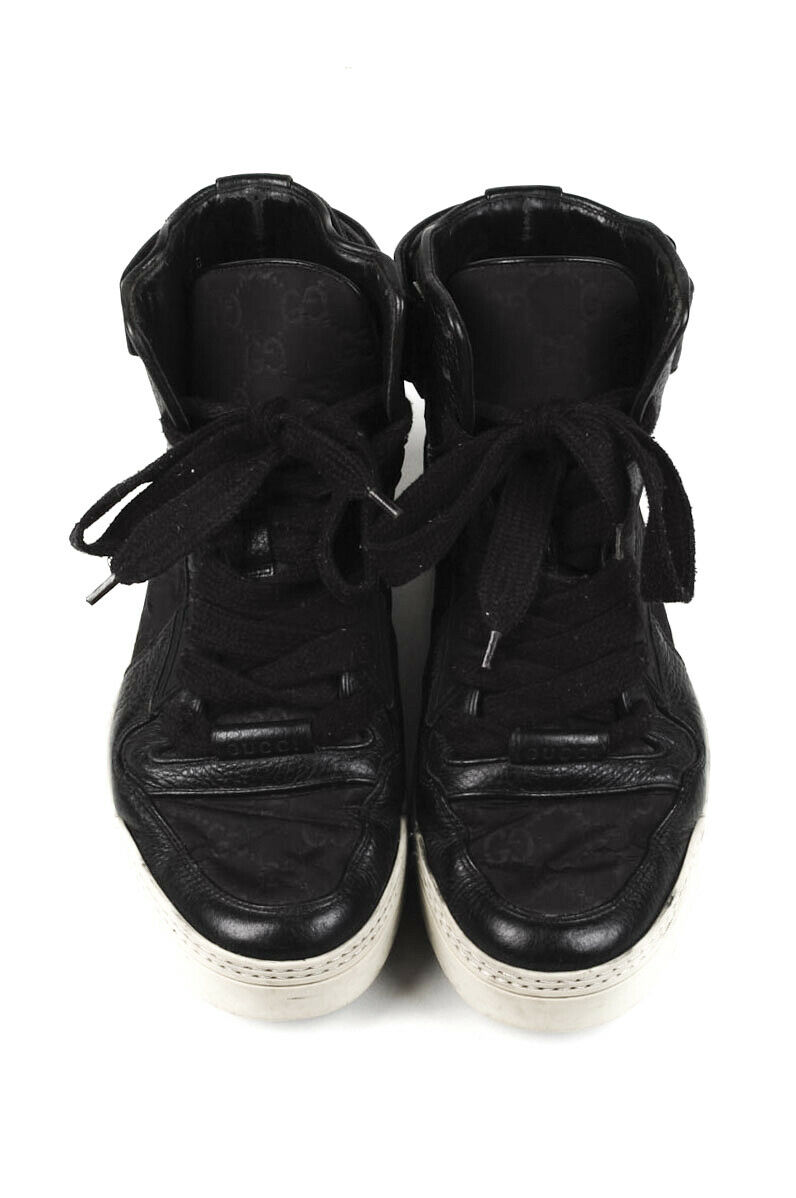 Original Gucci Guccissima Men High Top Monogram Black Shoes in size 7US,6UK,40EU