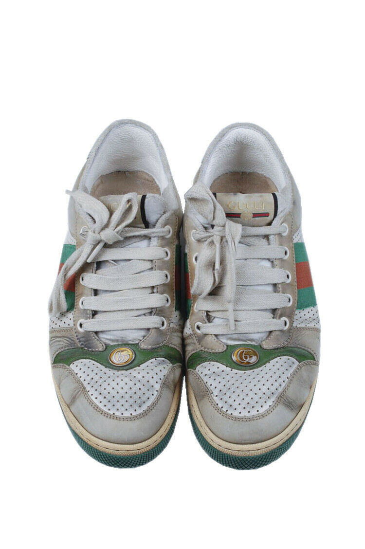 Original Gucci Men Distressed Screen Sneakers Leather Shoes 40.5EU,7US,6UK