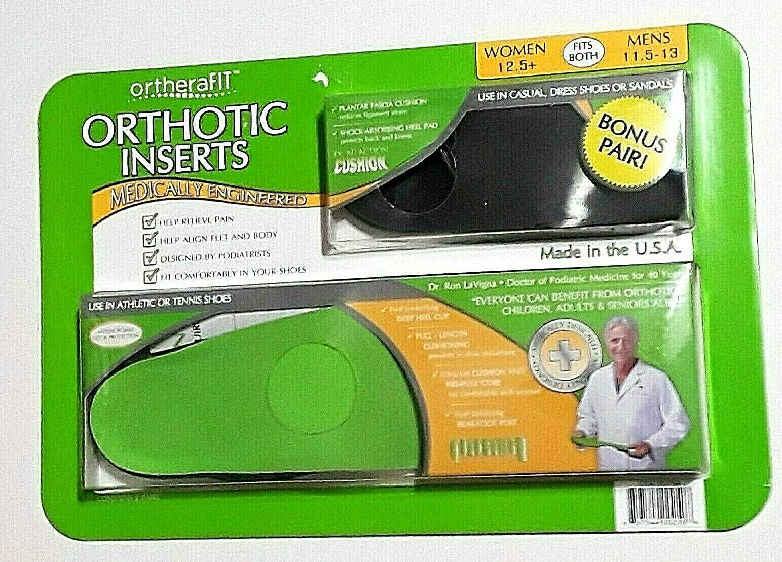 OrtheraFIT Orthotic Inserts Men Women Dress Sandals Athletic or Tennis Shoes
