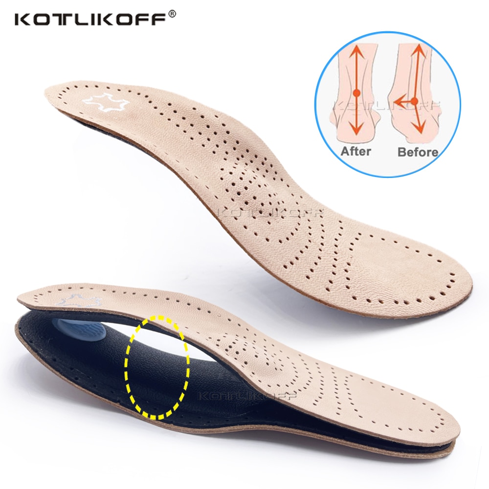 Orthopedic Shoes Sole Genuine Leather Insoles For Feet Deodorizes Absorbs Sweat Insert Pad Arch Foot Pad X/O Type Leg Correction