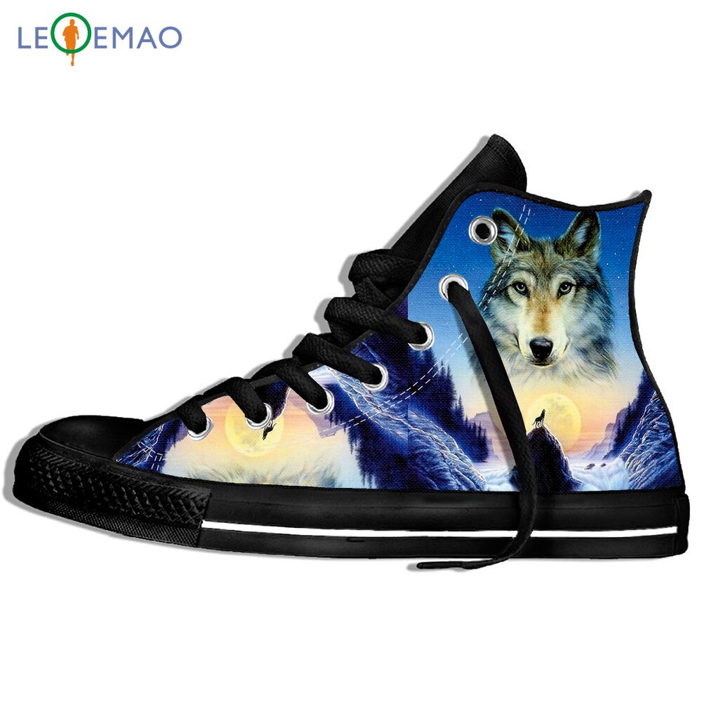 Outdoor Walking Shoes Europe America High Quality Hip Hop For Men/3D Wolf Printed Sport Shoes Comfortable Students Sneakers