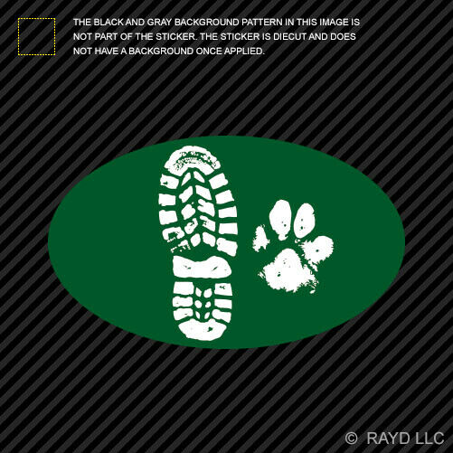 Oval Hiking Boot & Dog PAW Prints Sticker Die Cut Vinyl mud mans best friend