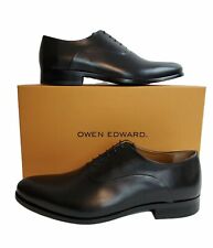 Owen Edward Men's Designer Black Leather Italian Made Formal Dress Oxfords Shoes