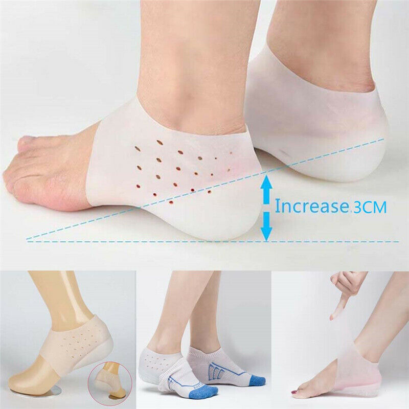 Pair Silicone Invisible Inner Height Insoles Concealed Footbed Enhancers Outdoor Foot Protection Pads Dress Foot Care Tools