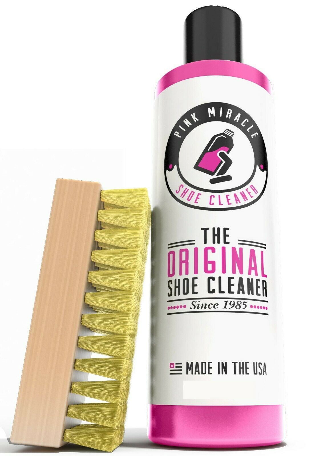 Pink Miracle Shoe Cleaner Kit w/ Brush - 8 oz. Sneaker Fabric and Sole Cleaning