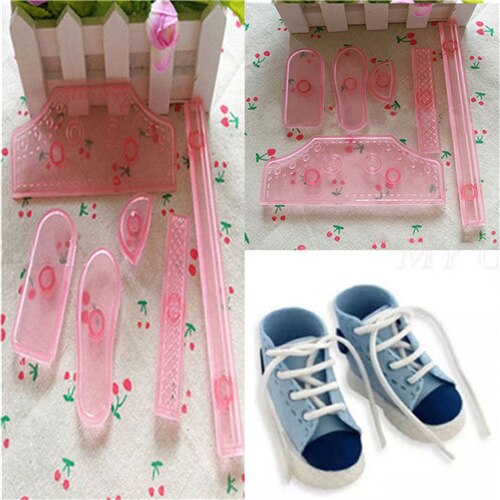 Plastic Fondant Baby High Cut Sneaker Baking Cutter Cake Mold Baby Shoe Decorating Tools For Cake 6PCS/SET