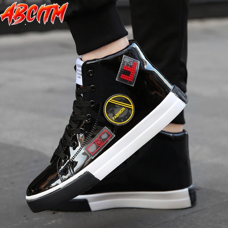 Platforms Sneakers Men Casual Shoes Big Size High Top Sports Shoes for Male Gold Lace Up Luxury Shoes Fashion Man Espadrille B39