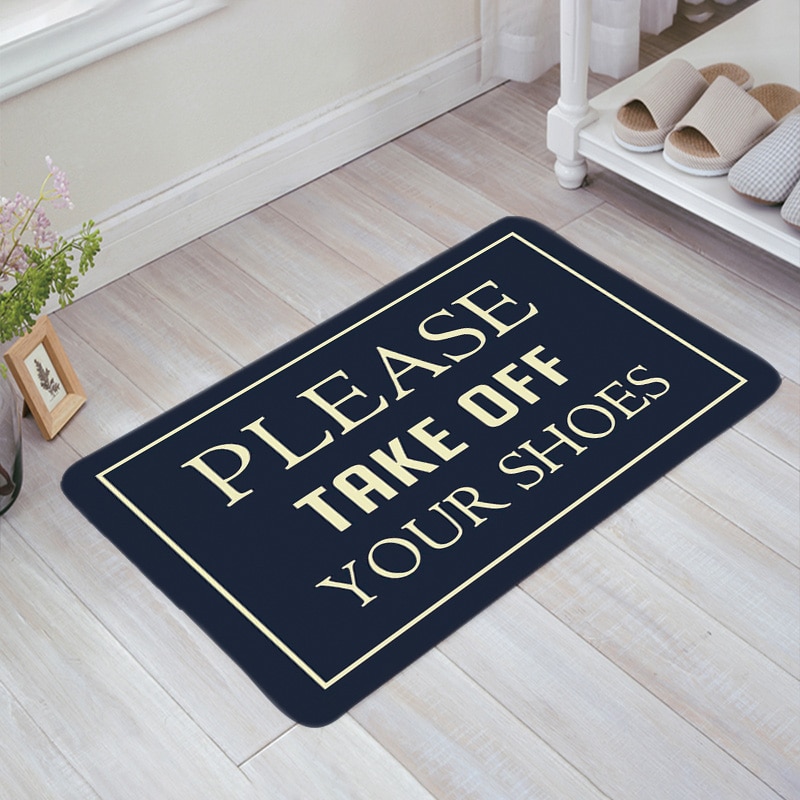 Please Take Off Your Shoes Doormat Welcome Home Rectangle Anti-slip Carpet Rug Bedroom Entrance Floor Mats