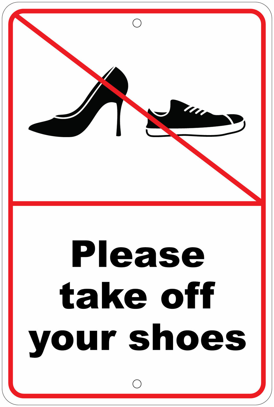 Please Take Off Your Shoes Notice 8"x12" Aluminum Sign