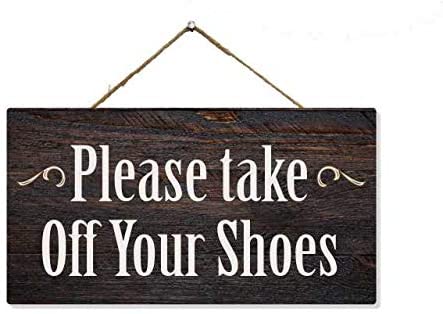 Please Take Off Your Shoes Sign Hanging Wood Signs Home Remove Shoe No Welcome Front Door Funny Decor Mud Room House Decor