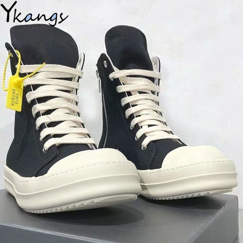Plus Size 35-44 Hip Hop Blavk High-top shoes men women couples thick-soled canvas shoes Female white casual sneakers Harajuku