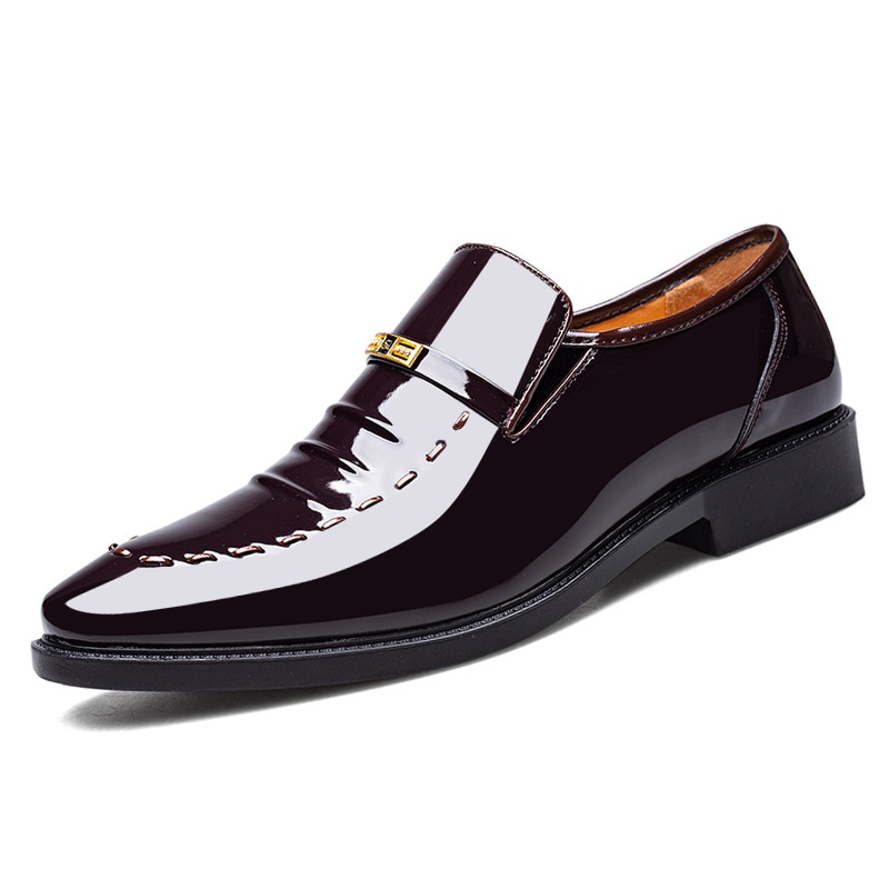 Plus Size 47 48 Patent Leather Dress Shoes Business Men Slip on Brown Black Dressing Shoes for Wedding Shoes Formal Men Loafer