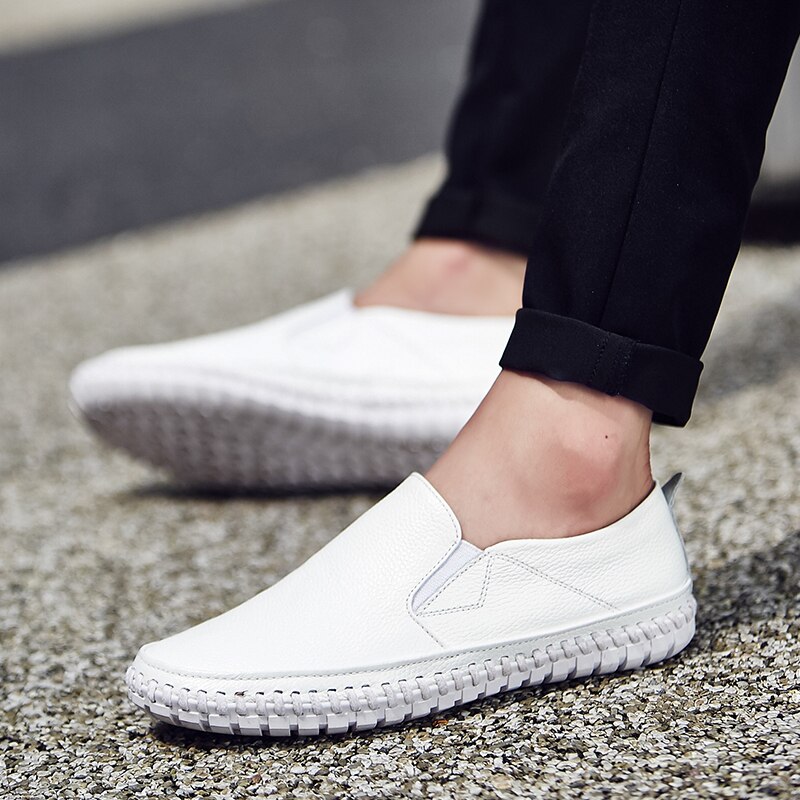 Plus Size Men Shoes Mens Loafers Genuine Leather Big Car Driving Shoes Flat Fashion Loafer Slip On Male White Large Shoes 13 14