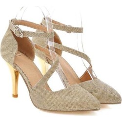 Plus Size Pointed Women Shoes In High Heel & Golden Shade
