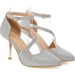 Plus Size Pointed Women Shoes In High Heel & Silver Shade