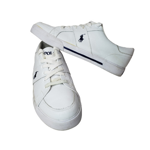 Polo Ralph Lauren White Low Leather Sneakers Tennis Walking Shoes Mens 10.5