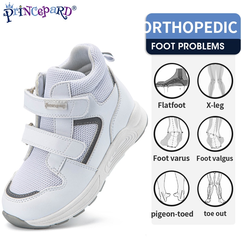 Princepard Kids Orthopedic Shoes Children Autumn High Top Sneaker Boys Girls Correct Flatfoot Toe Walking Arch Support Care