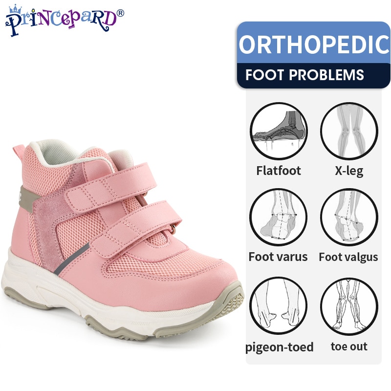 Princepard Kids Orthopedic Sneakers Shoes with Arch Support Flat Foot Insole Autumn Spring Boys Girls Sport Running Casual Shoes