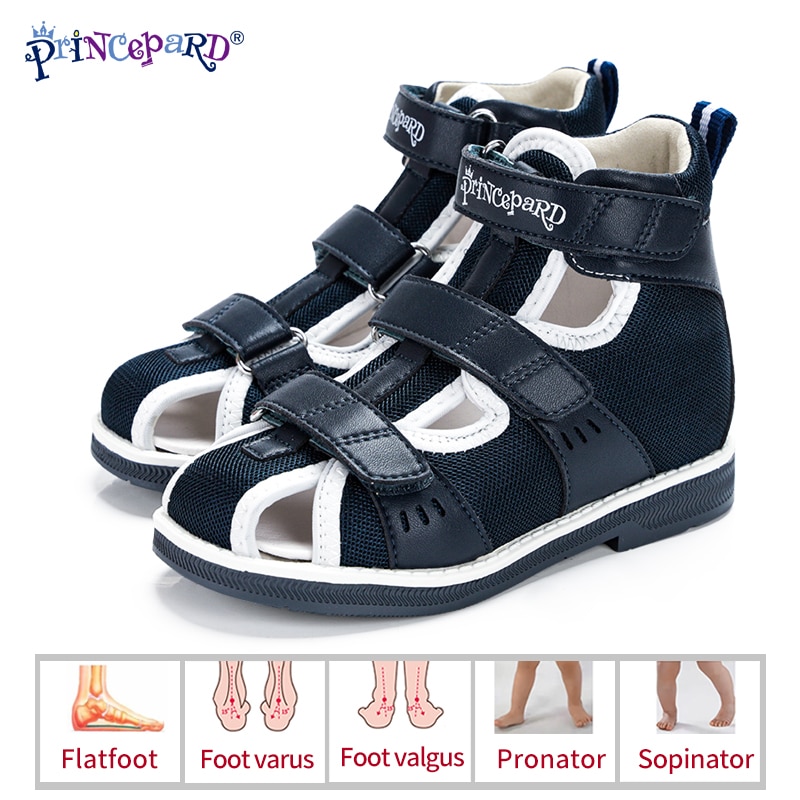 Princepard Spring Summer Kids Orthopedic Sandals 2020 New Closed Toe Leather Arch Support Correcting Shoes Toddler Girls Boys