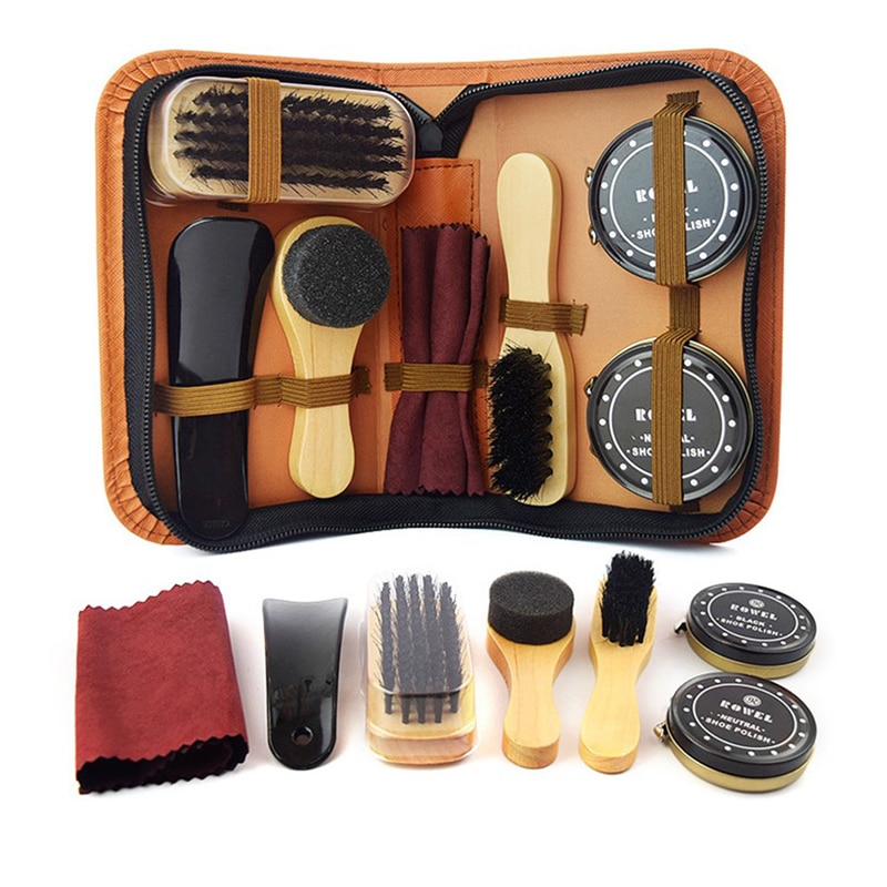 Pro Shoes Care Kit Portable For Boots Sneakers Cleaning Set Polish Brush Shine Polishing Tool For Leather Shoes Cleaning Brushes