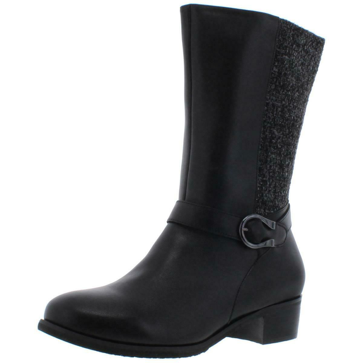 Propet Womens Tessa Black Mid-Calf Boots Shoes 7 Extra Wide (E+, WW) BHFO 2673