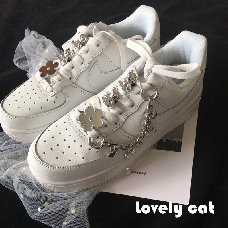 Punk Metal Shoes Charms for Nike Air Force 1 DIY Vintage Cool Chain Sneaker Accessories New Arrivals Fashion Shoes Decorative