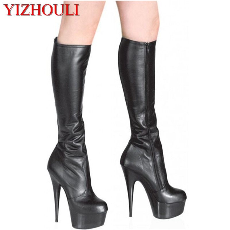 Pure color temptation sexy, leg motor show women's shoes sexy shiny night club shoes, evening wear high boots