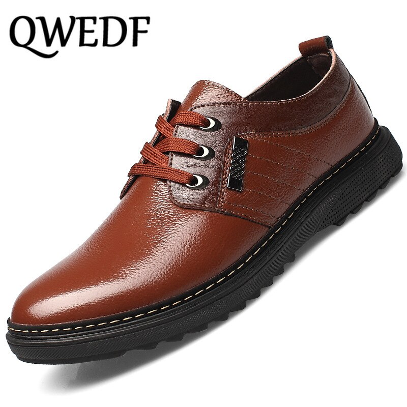 QWEDF Men Casual Shoes Summer PU Leather Men Loafers Moccasins Slip On Men's Flats Breathable Male Driving Shoes Low tie D5-15