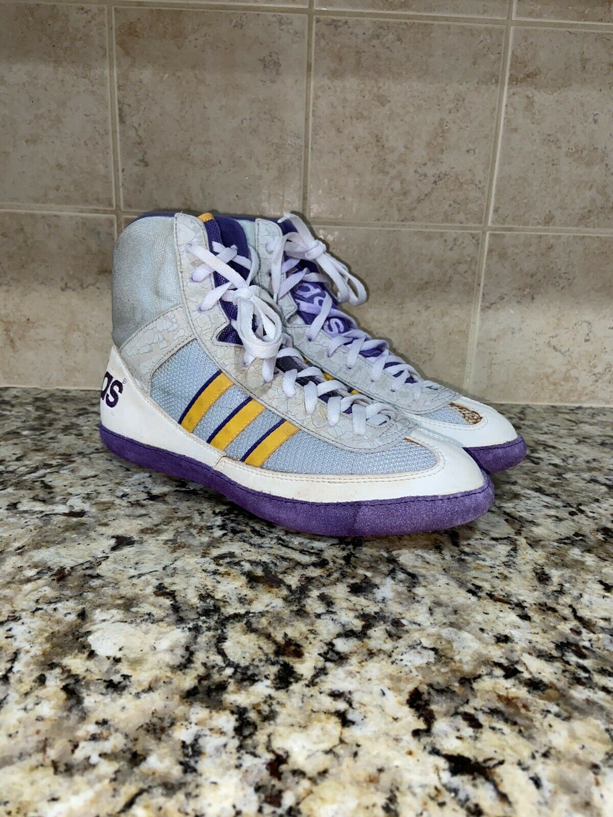 rare wrestling shoes adidas elite international purple rulon kolat ogs size 6.5