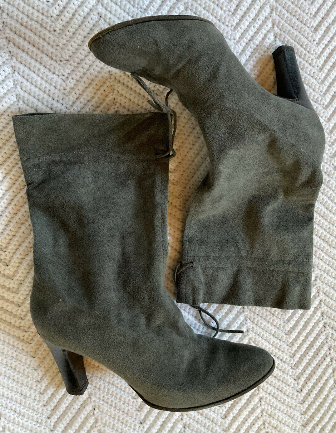 Rayne London Vintage Womens Size 7.5 Boots Grey Suede Sharda Dress Shoes W/Box