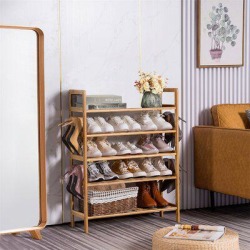 Rebrilliant Bamboo Shoe Rack, Wooden Shoe Rack For Closet, 5 Tier Shoe Rack Shelves For Entryway (Nature) in Brown | Wayfair