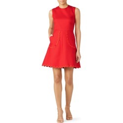 RED Valentino Red Scalloped Trim Dress red