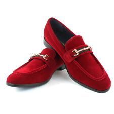 RED Velvet Buckle Slip On Moccasins Men's Dress Fashion Shoes Casual PUCCI 01