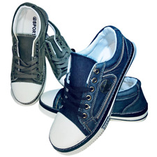 Retro Classic Sneakers for Men Canvas Denim Khaki/Black Outdoor LaceUp Size 7-12