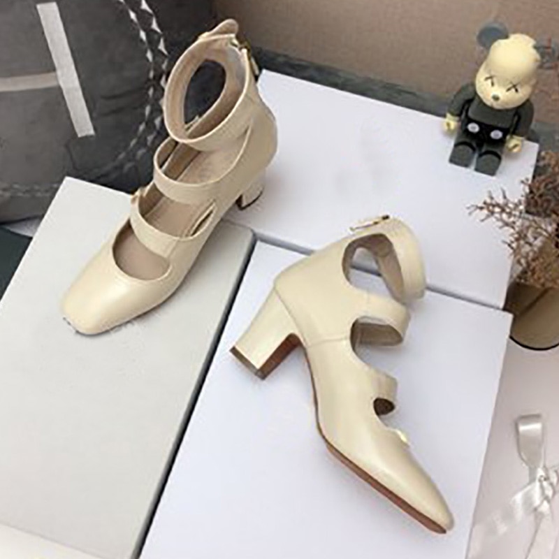 Retro Roman Style Doll Women's Shoes With Thick Heel Square Toe Mary Jane Ballet Shoes With Three-strap Buckle Plus Size 34-44