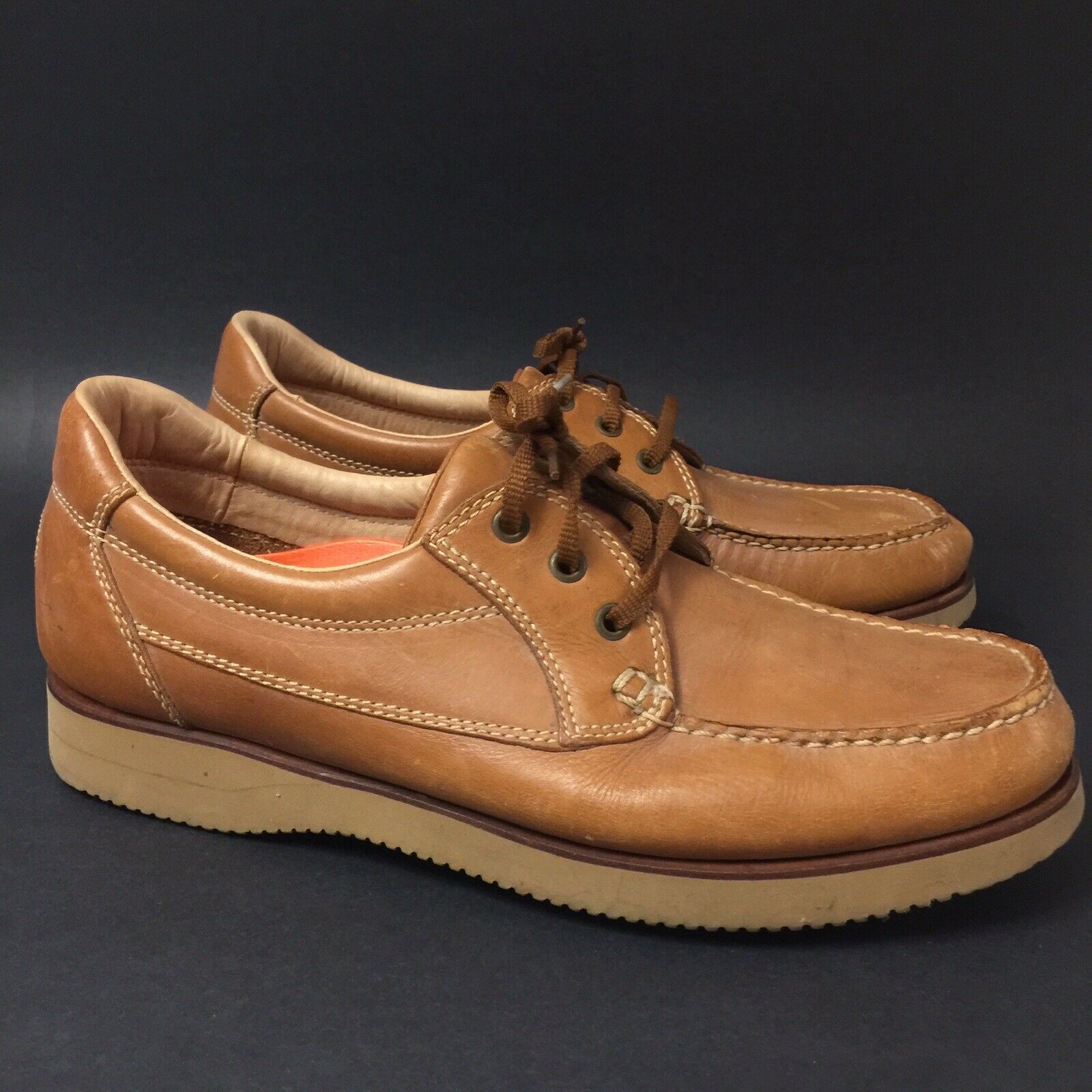 Rockport Leather Walking Shoes Men’s 10.5 M Light Brown Vibram Soles Brazil Vtg
