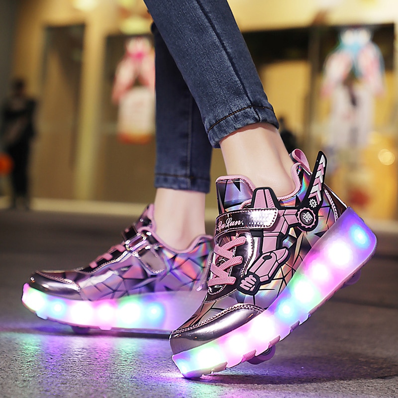 Roller Skates Shoes For Kids Children's Sneakers With Wheels Boys Girls 2021 Fashion Sports Casual Flashing Light Led Boots