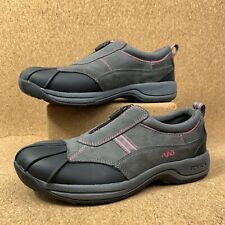 Ryka Walking Shoes Gray Black Low Top Leather Front Zipper A216740 All Sizes