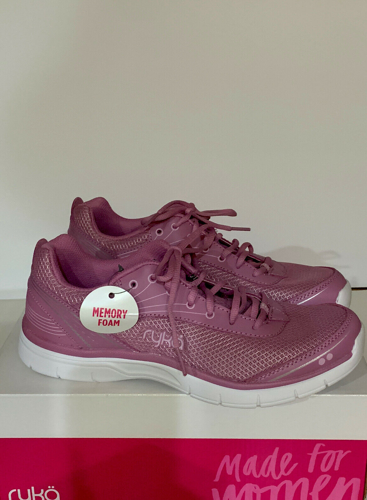 RYKA Womens Destiny Walking Shoes Size 10 Mauve Leather Memory Foam. New in Box
