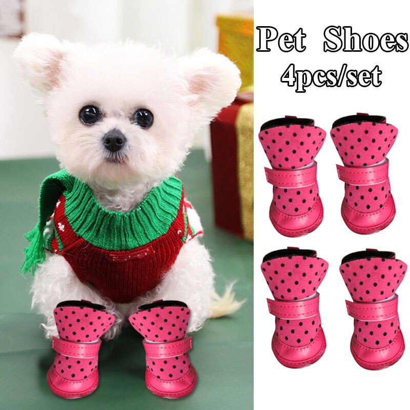 S-XXL Winter Warm shoes For Small Dogs Snow Boots Cute 4Pcs/Set Walking Cotton Puppy Sneakers Puppy Cat Booties Pet Supplies