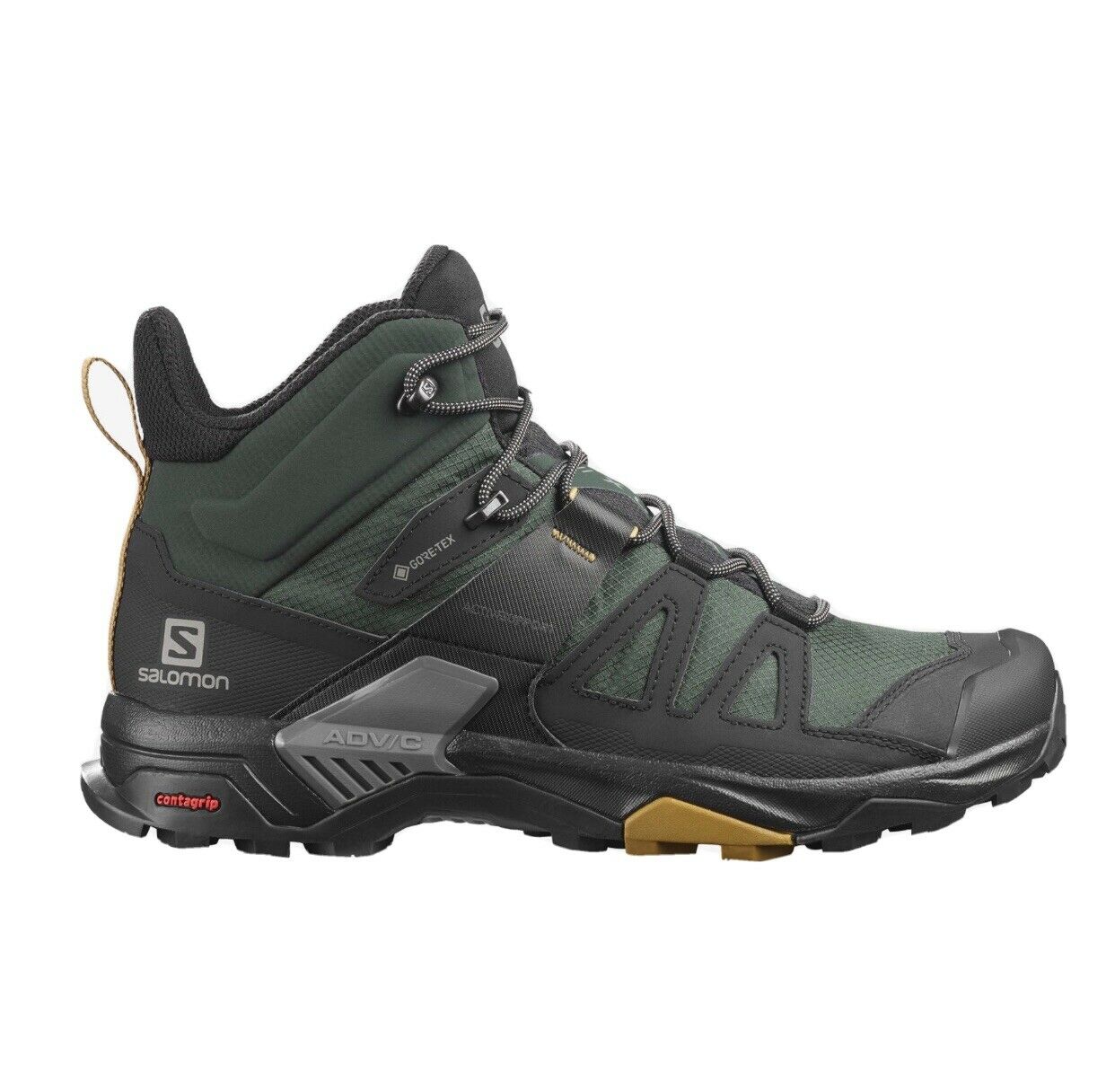 Salomon- X Ultra 4 Mid GTX Hiking Shoe - Men's Size 11.5- Green Gables/Blk/Cumin