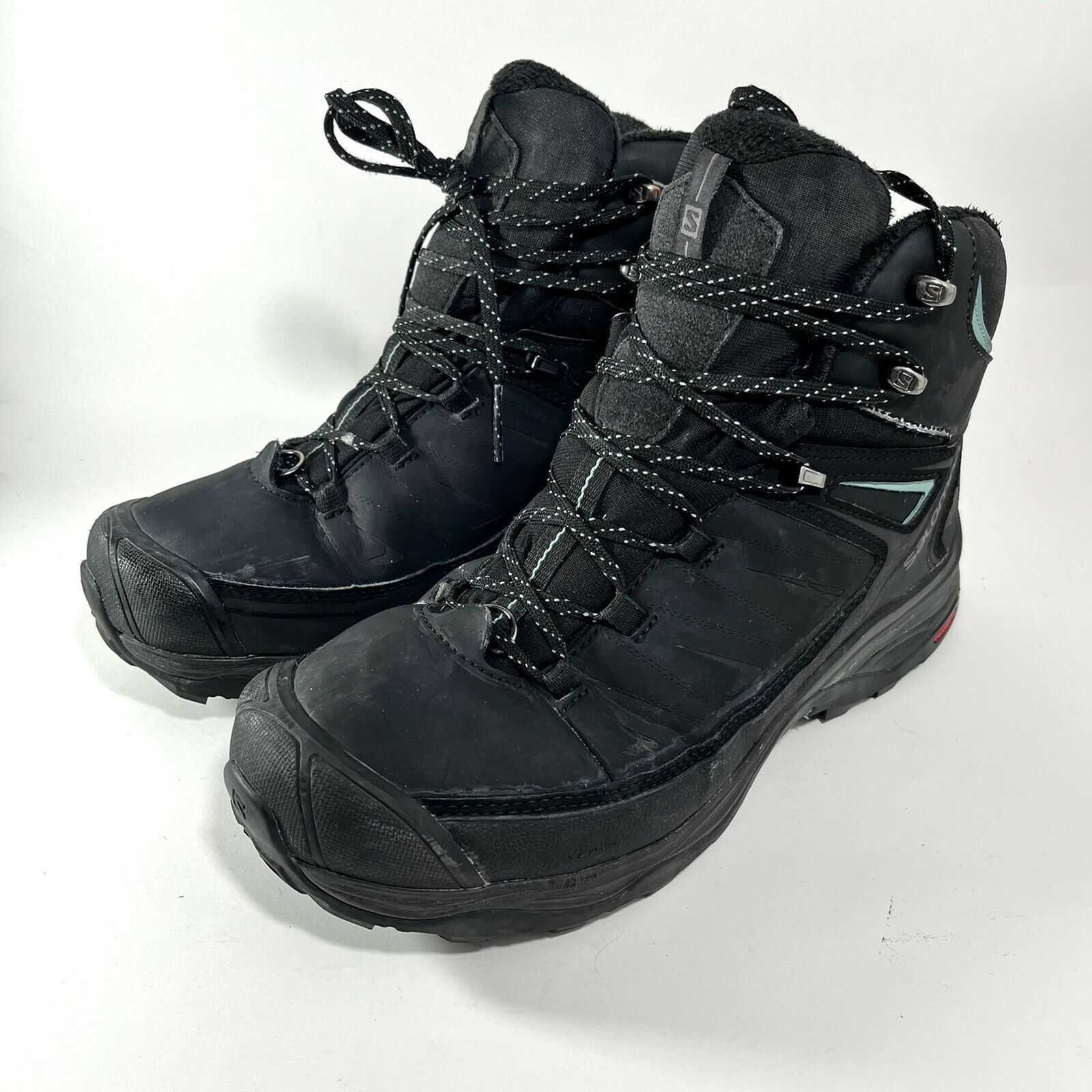 Salomon X Ultra Mid Waterproof Winter Hiking Shoes 404796 Black Womens size 7.5