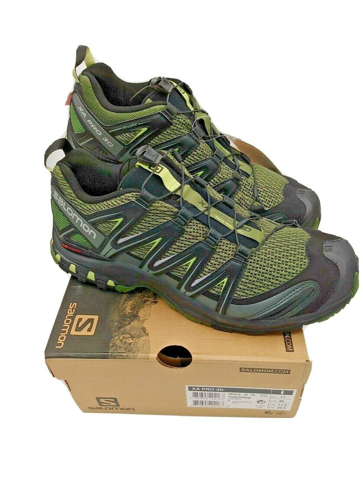 Salomon XA Pro 3D V8 Green Black Trail Running Hiking Shoes Men's Size 11