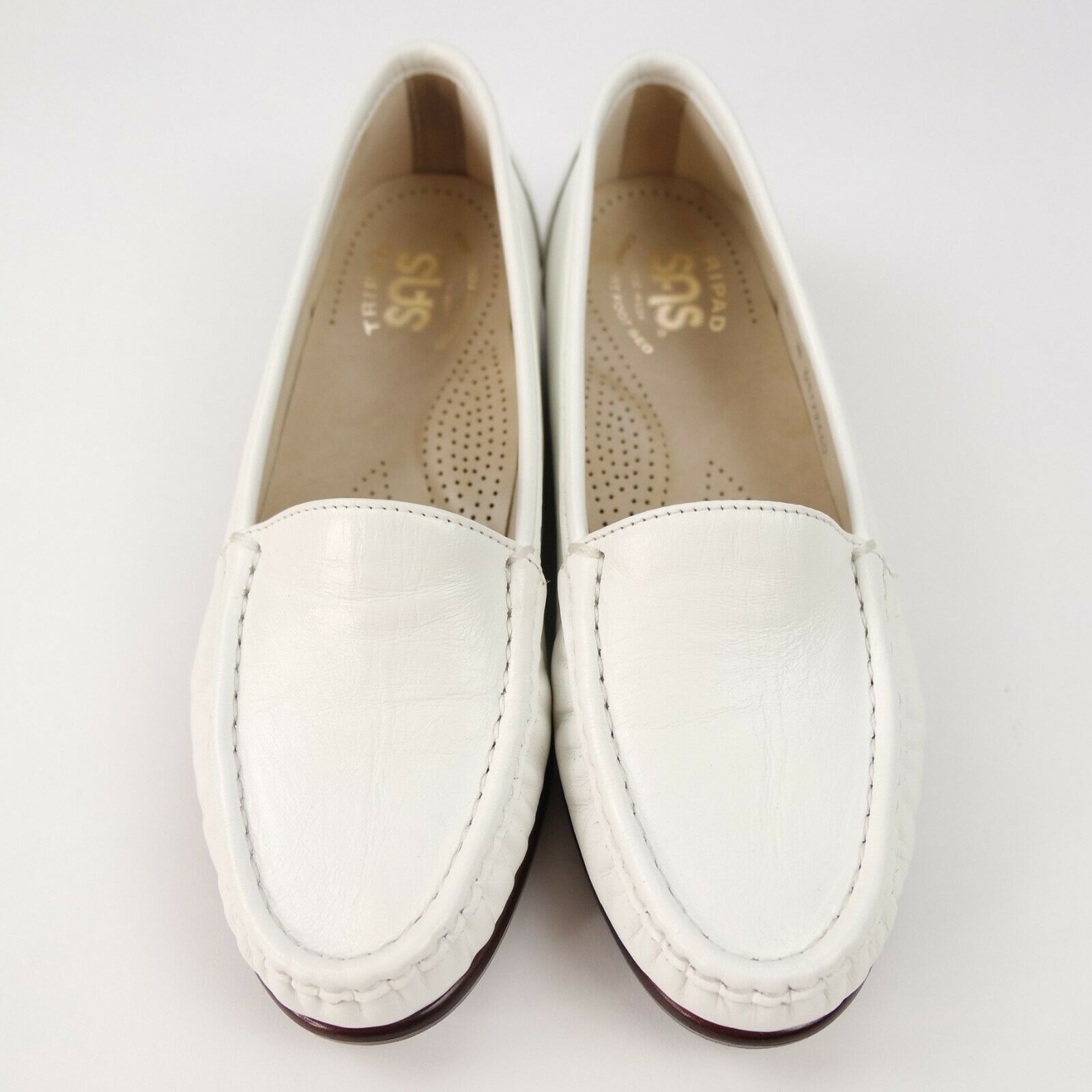 SAS Women's Loafers White Leather Slip On Shoes Size 6 M Tri-Pad Comfort