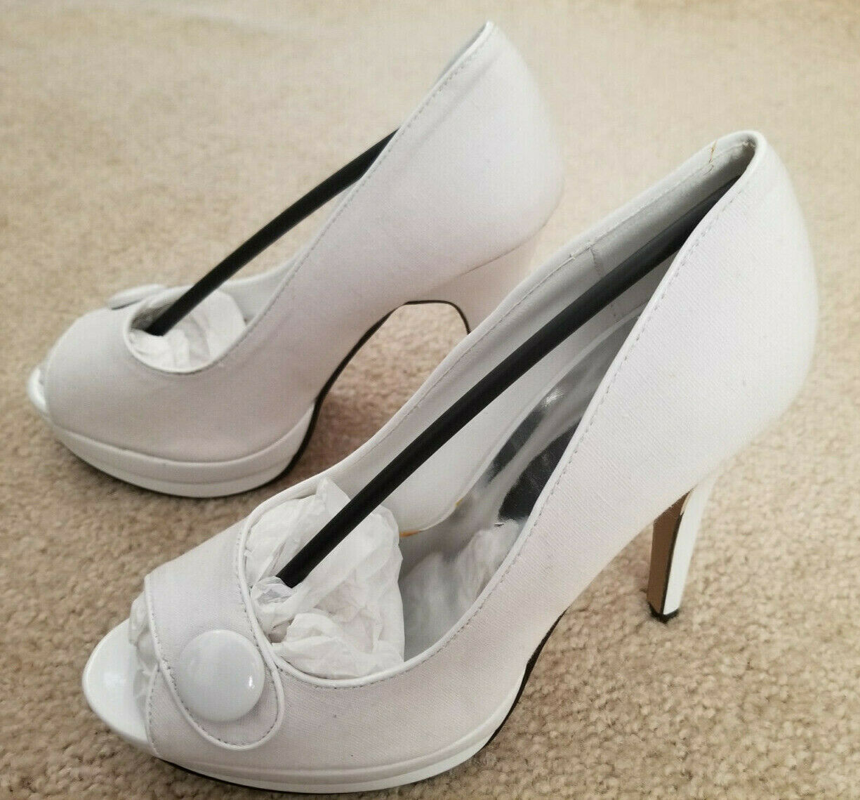 Sexy White Women's Platform High Heel Shoes 4.5" Heel Size 9