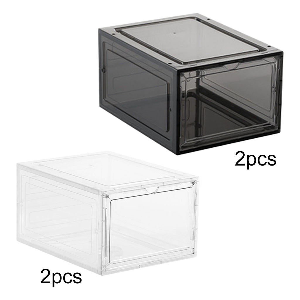 Shoe Box Shoe Storage Stackable Organizer Magnetic Closure High-top Shoes Clear Panel for Garage Dorm Entryway Display Case