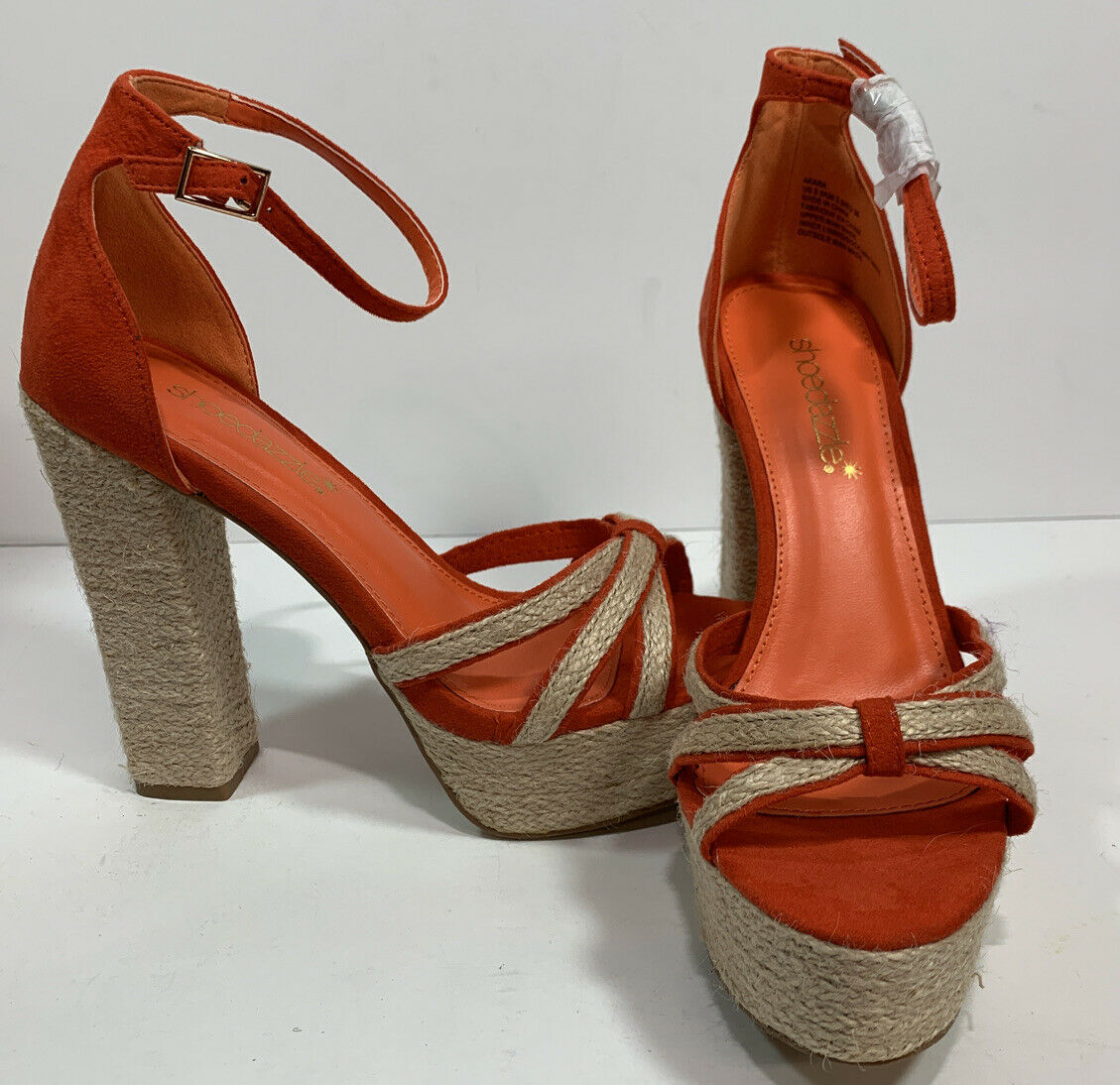 SHOE DAZZLE Orange Ankle Strap Heels 5.5