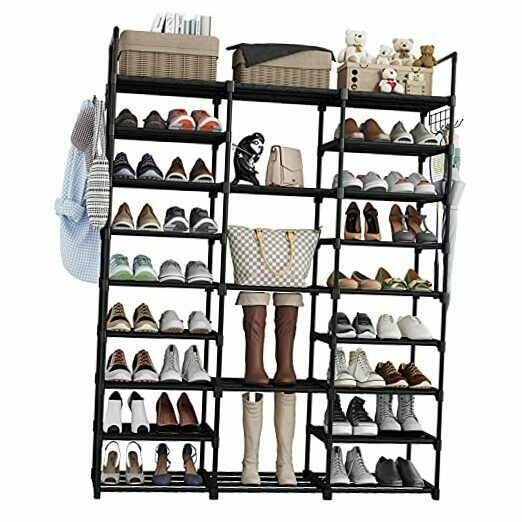 Shoe Rack Organizer 9 Tiers, Boots Storage Shelf for Entryway, 9 Tiers 3 Rows